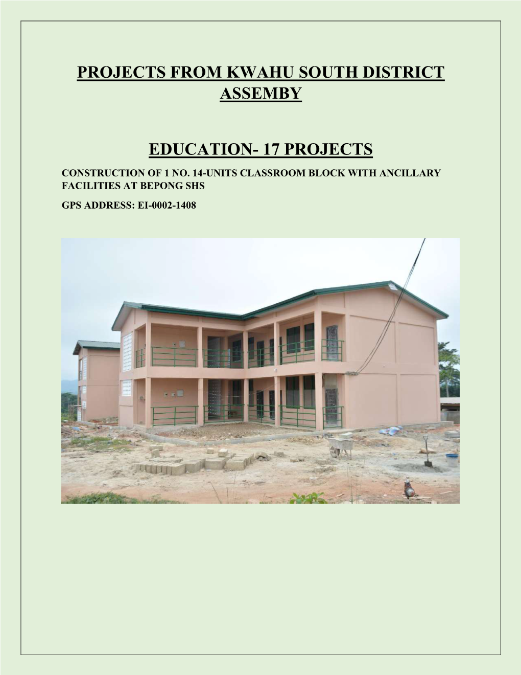 Projects from Kwahu South District Assemby Education