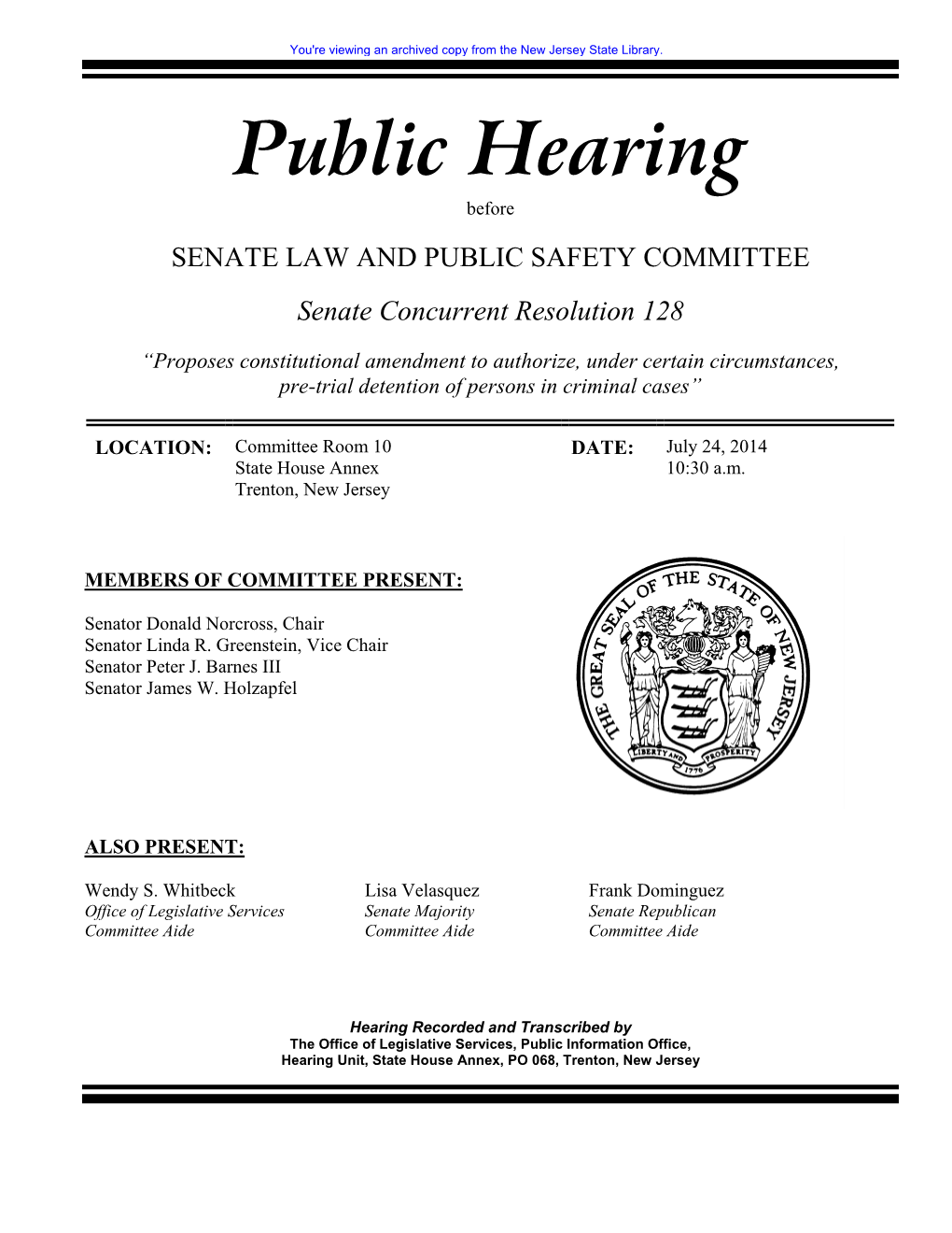 Public Hearing Before