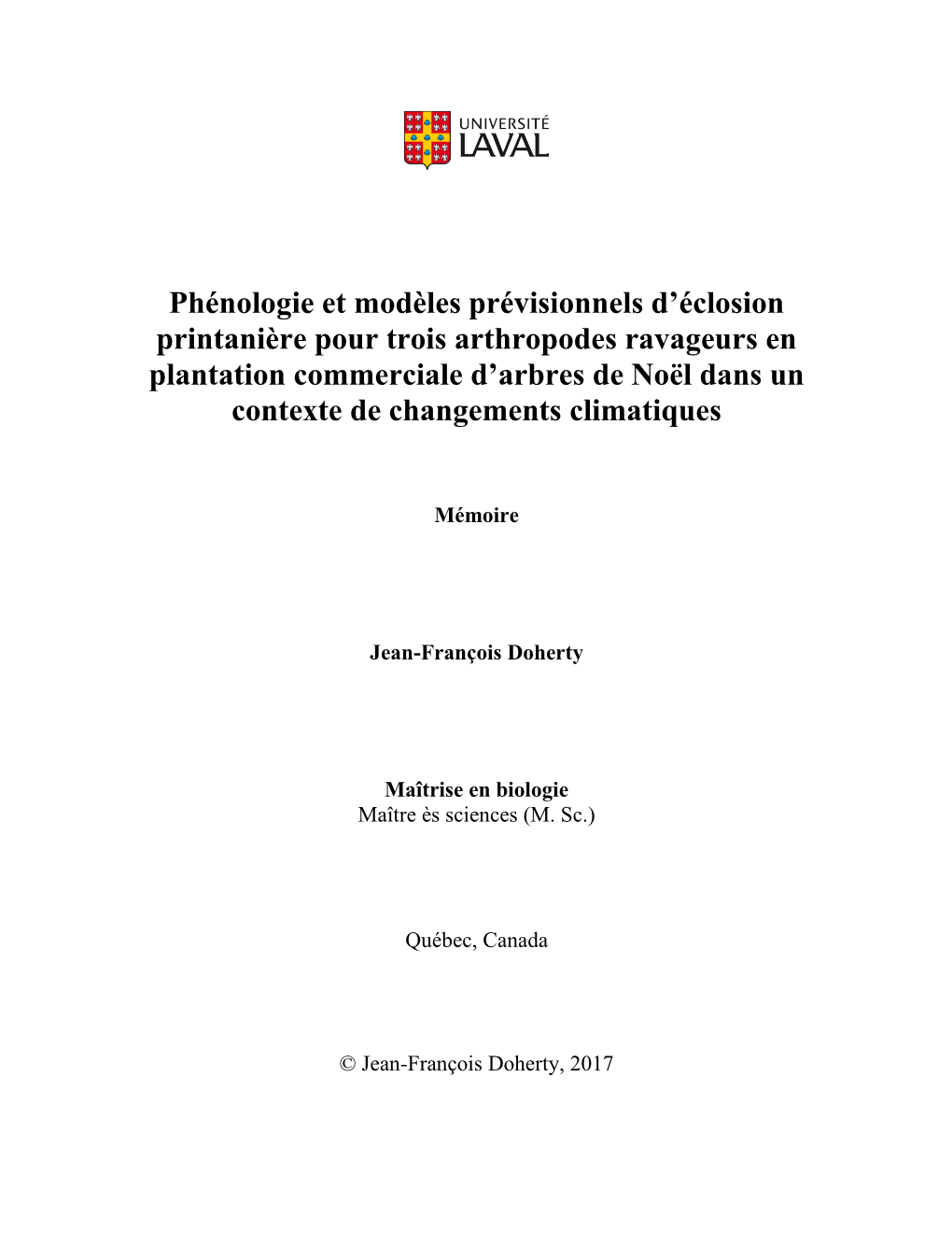 Phénologie Et Modèles Prévisionnels D'éclosion Printanière Pour Trois