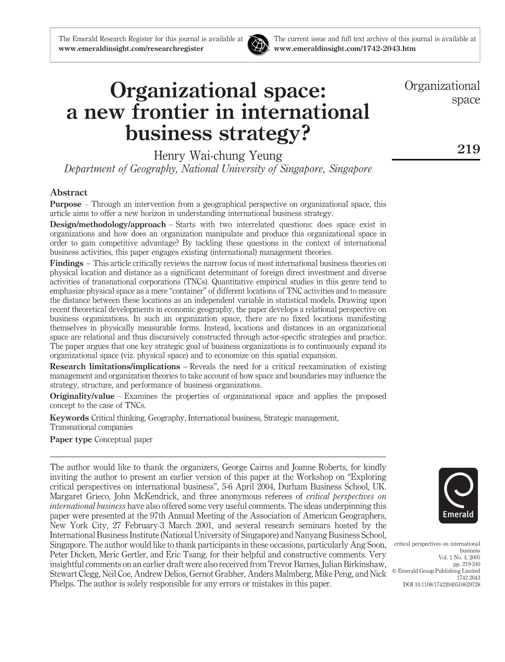 Organizational Space
