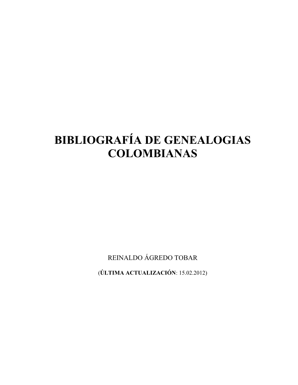 Bibliografía De Genealogias Colombianas