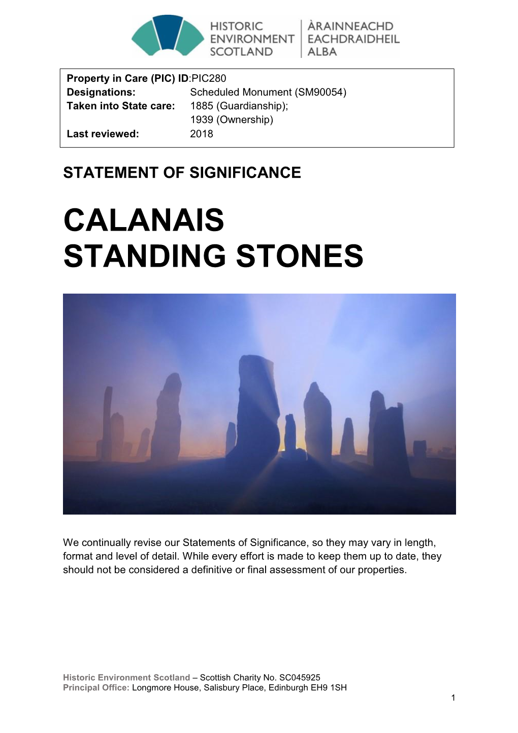 Calanais Standing Stones Statement of Significance