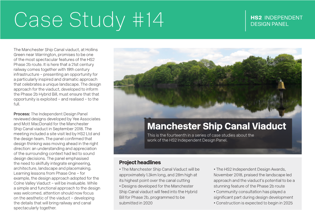 Manchester Ship Canal Viaduct, at Hollins Green Near Warrington, Promises to Be One of the Most Spectacular Features of the HS2 Phase 2B Route