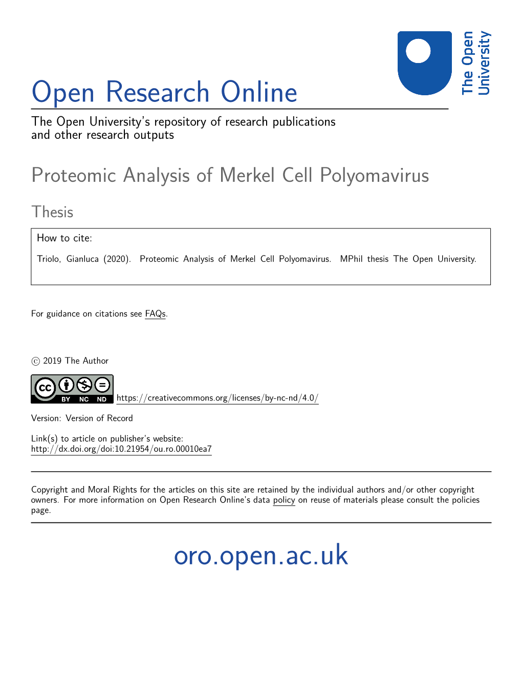 Proteomic Analysis of Merkel Cell Polyomavirus