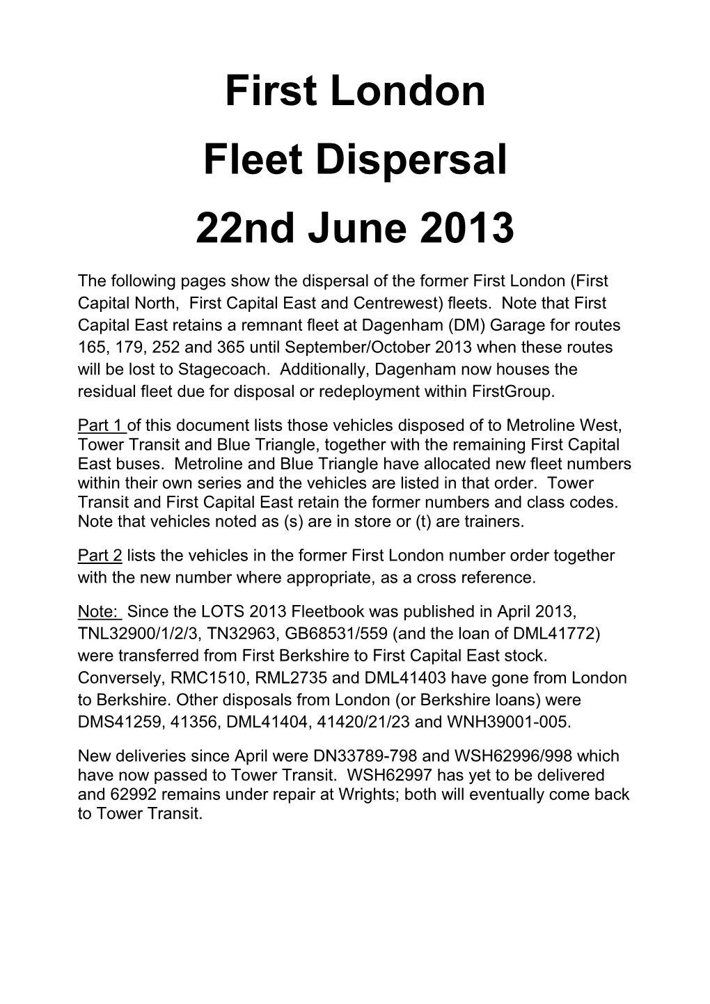 First London Fleet Dispersal 22Nd June 2013