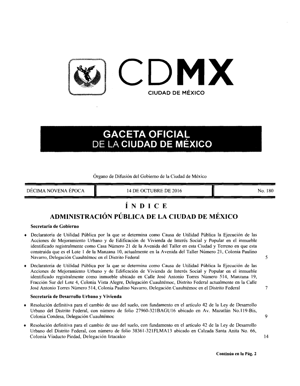 Gaceta Oficial De La Ciudad De México