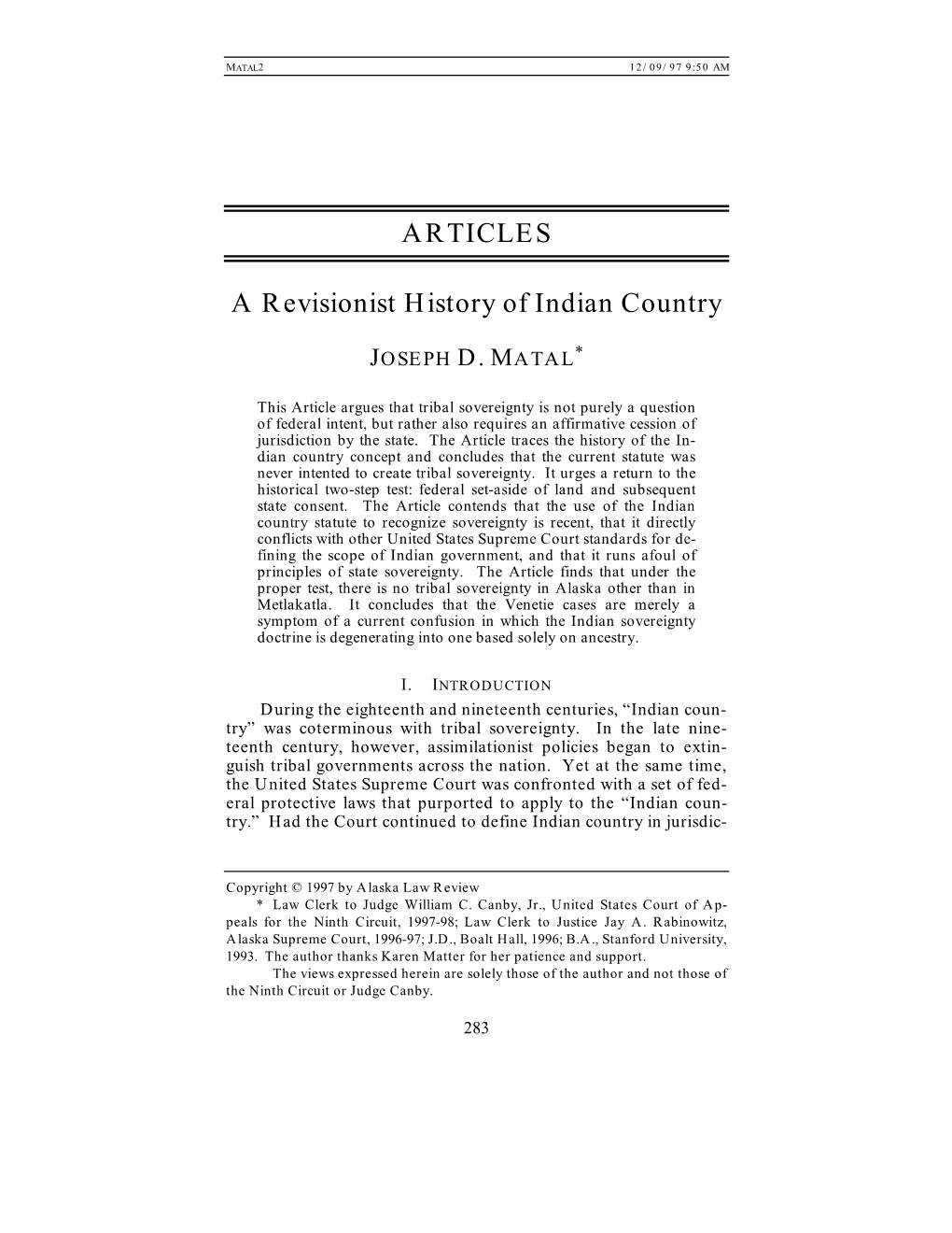 A Revisionist History of Indian Country