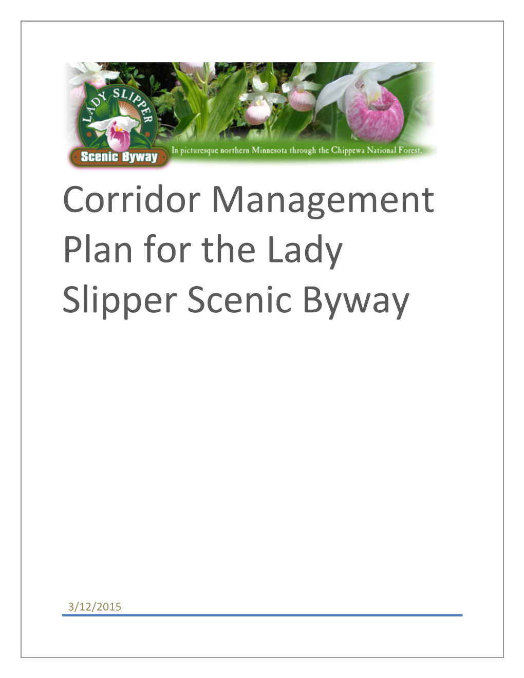 Lady Slipper Scenic Byway Corridor Management Plan