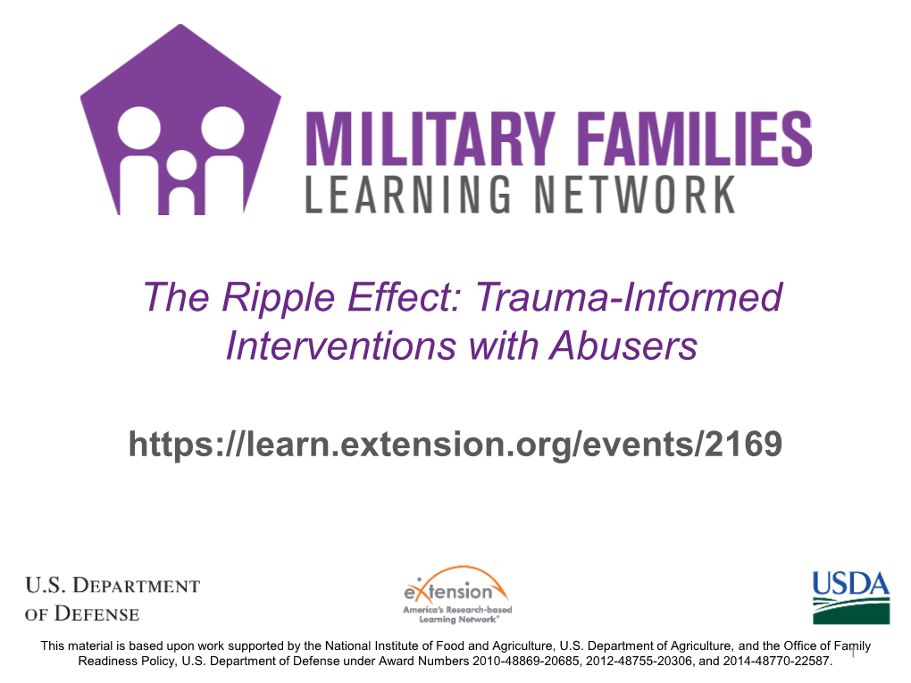 The Ripple Effect: Trauma-Informed Interventions with Abusers