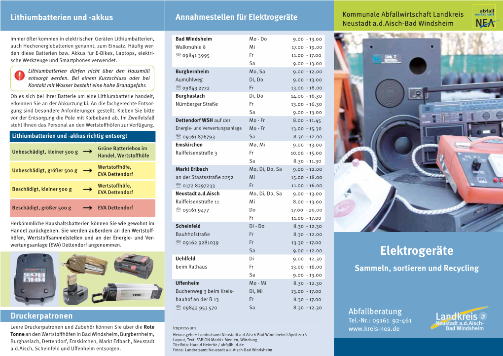 Elektrogeräte Kommunale Abfallwirtschaft Landkreis Neustadt A.D.Aisch-Bad Windsheim