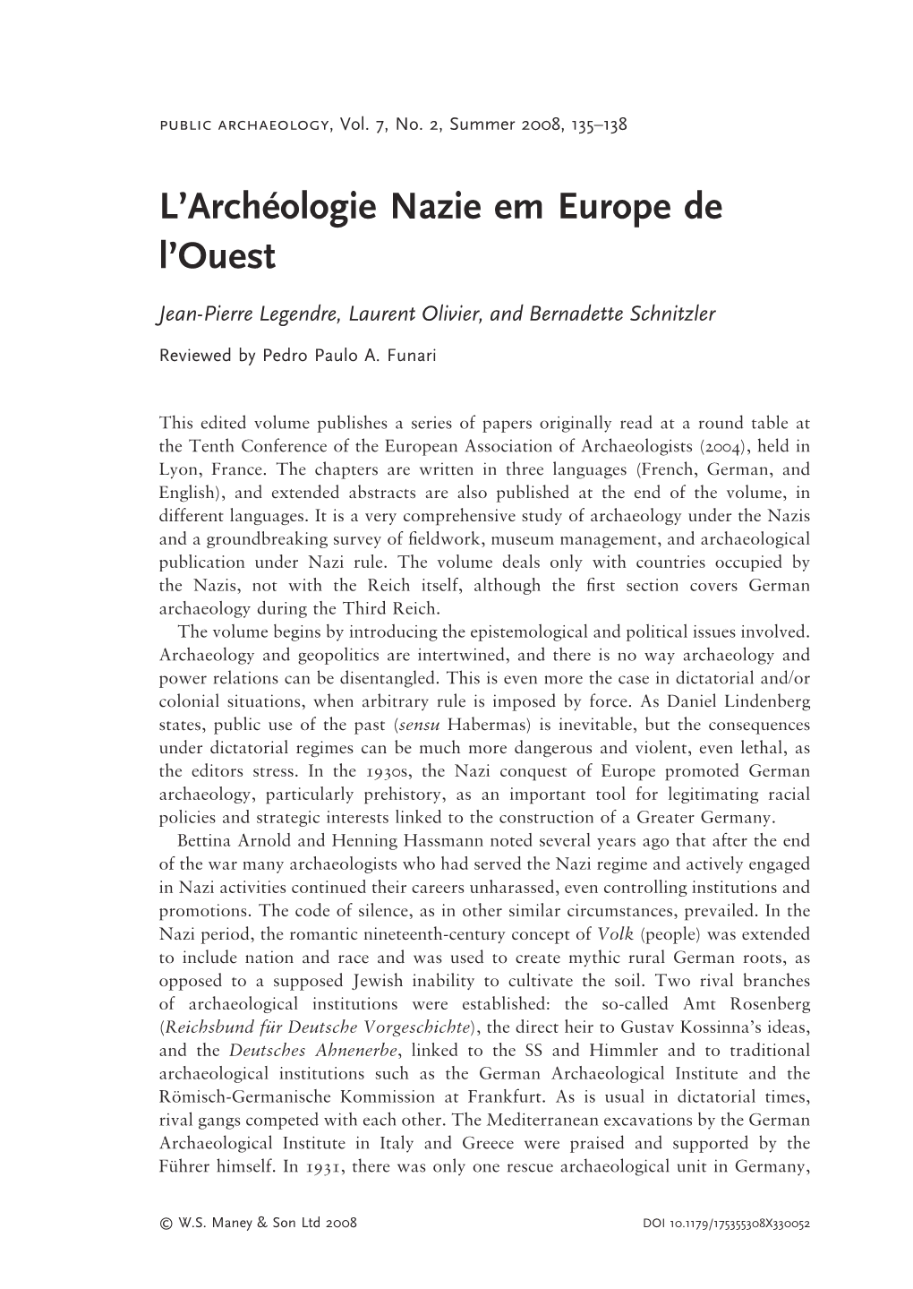 L'archéologie Nazie Em Europe De L'ouest