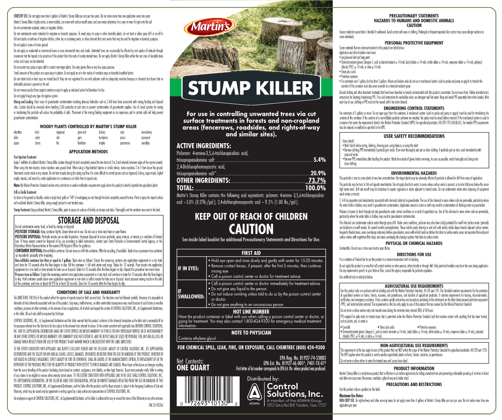 Stump Killer Per Acre Per Two Years