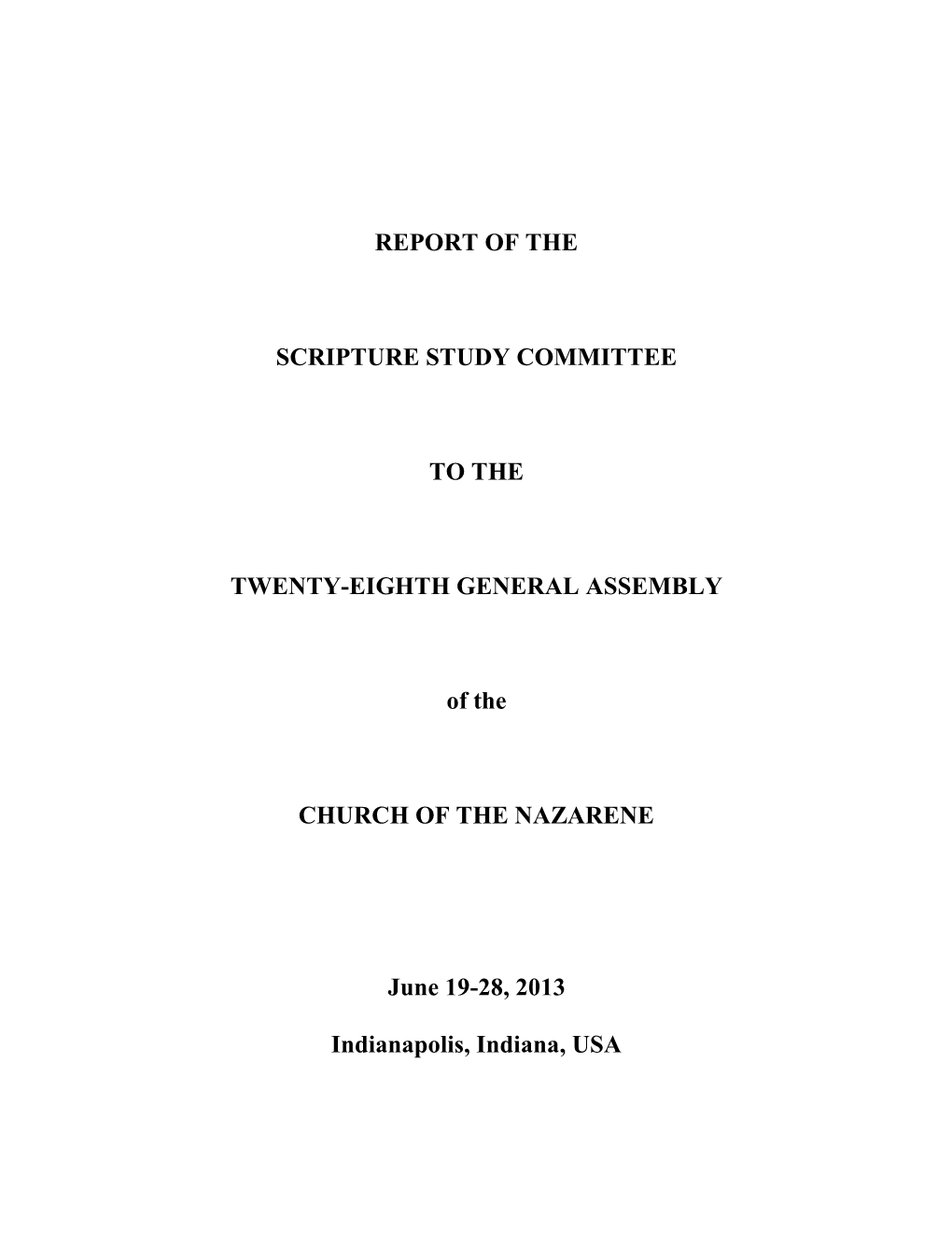 Report of the Scripture Study Committee