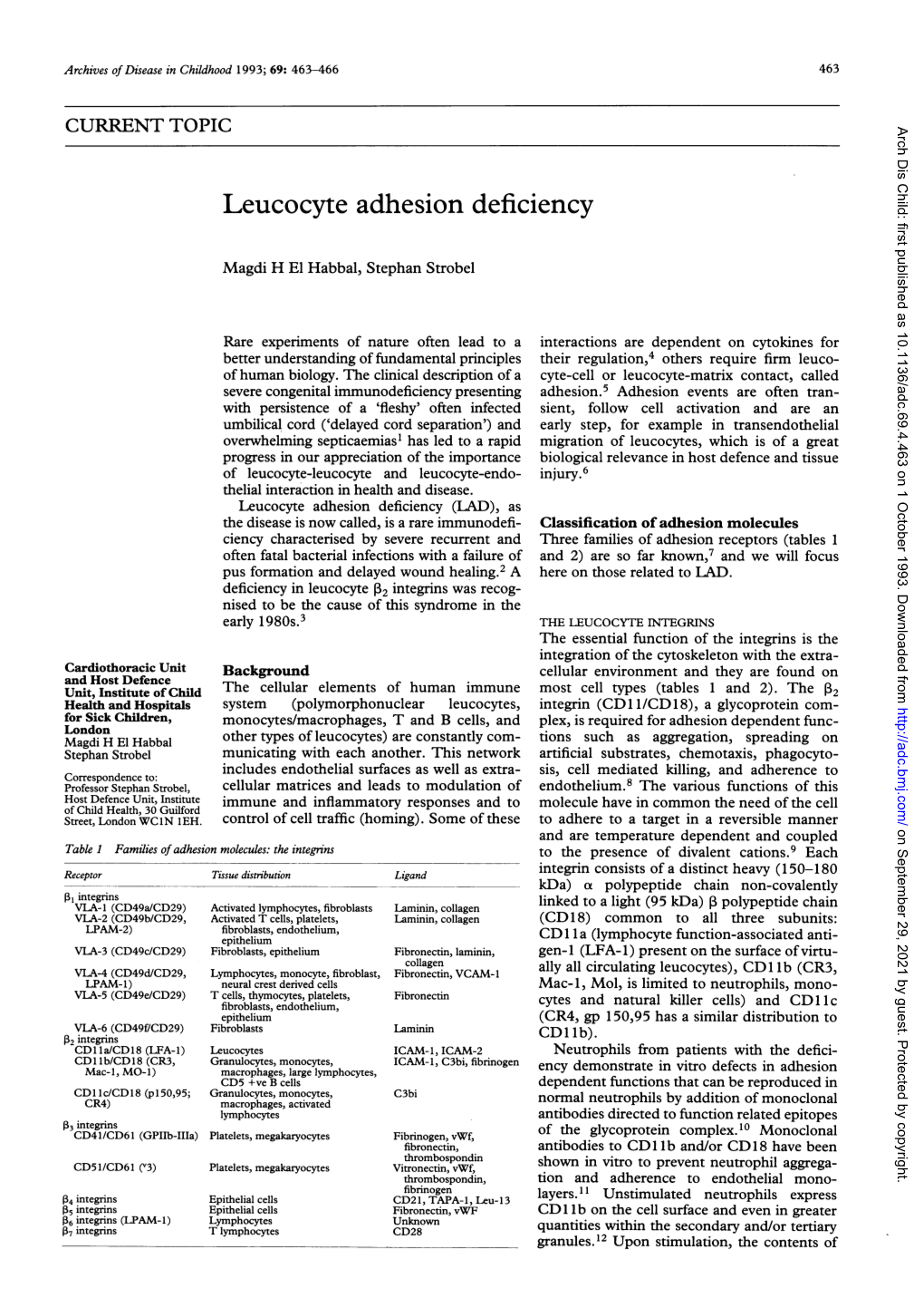 Leucocyte Adhesiondeficiency