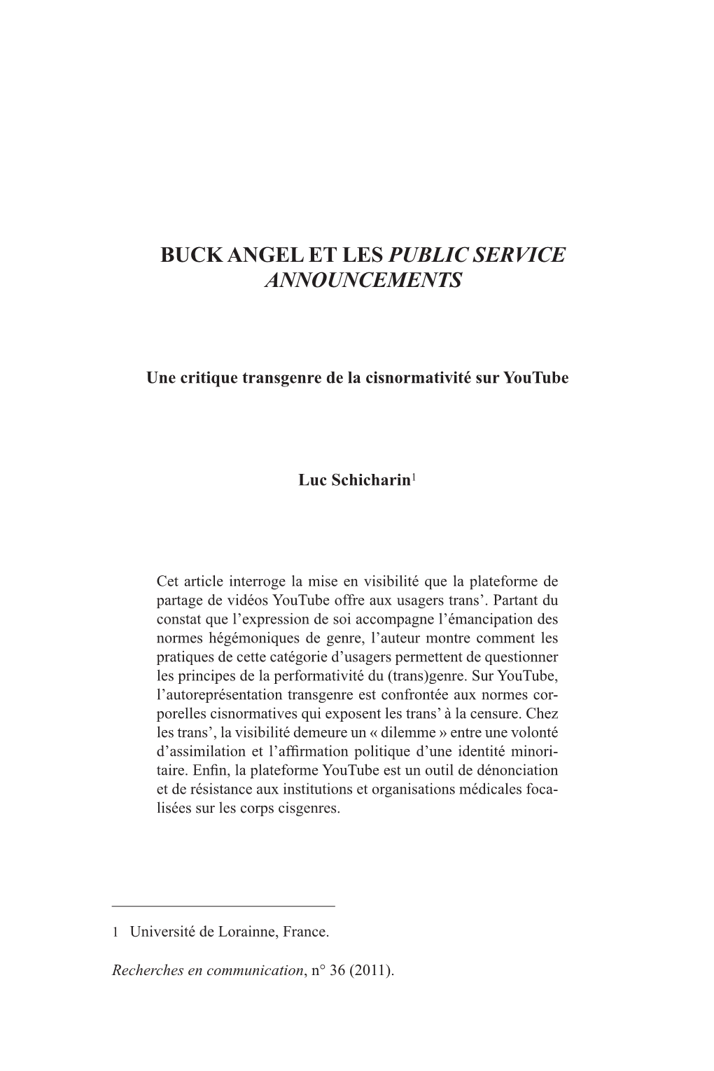 Buck Angel Et Les Public Service Announcements