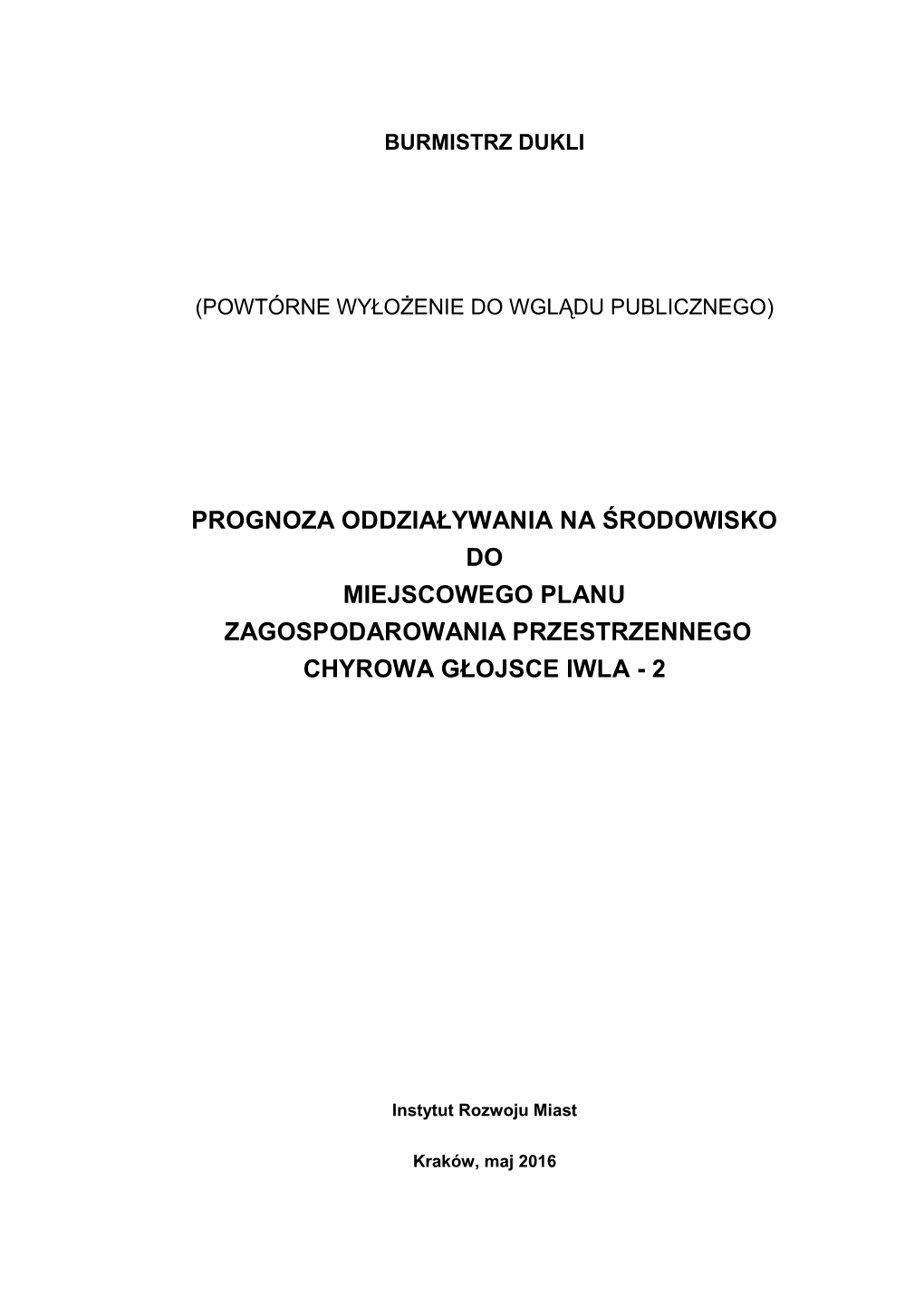 Prognoza Oddziaływania Na Środowisko Do Planu Chyrowa Głojsce