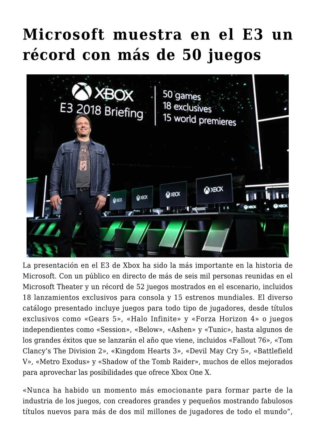 Microsoft Muestra En El E3 Un Récord Con Más De 50 Juegos