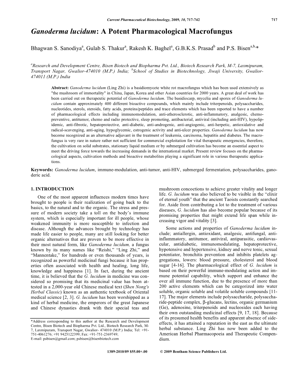 Ganoderma Lucidum: a Potent Pharmacological Macrofungus