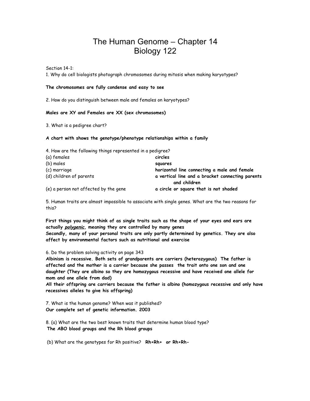 The Human Genome Chapter 14