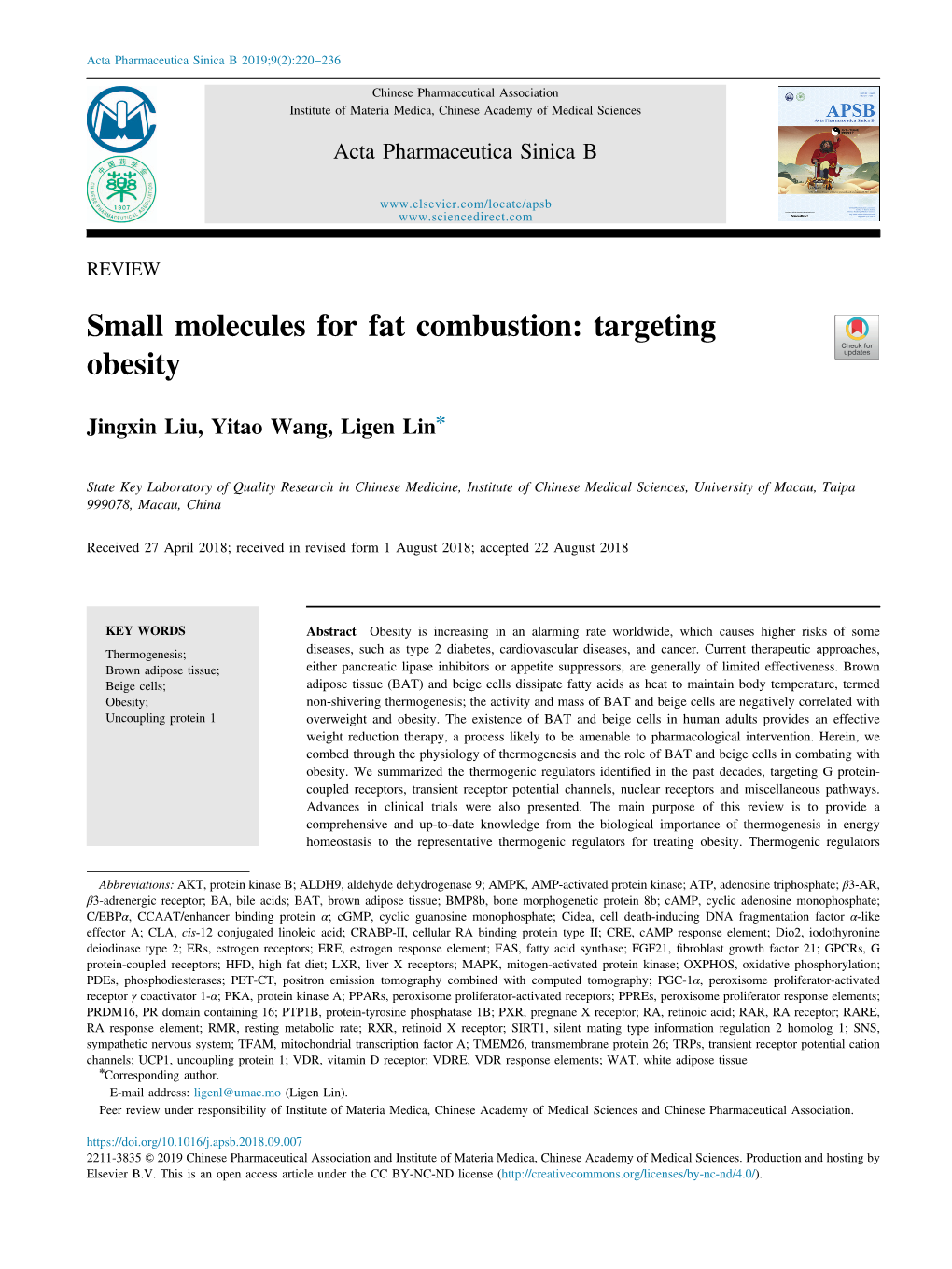 Small Molecules for Fat Combustion Targeting Obesity