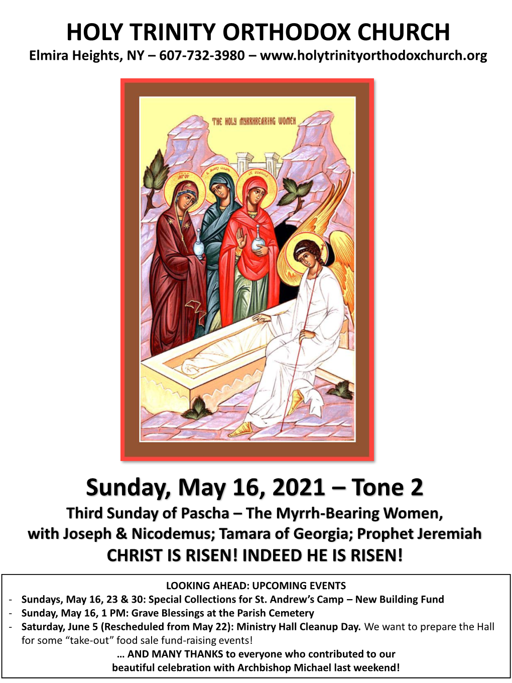 HOLY TRINITY ORTHODOX CHURCH Sunday, May 16, 2021