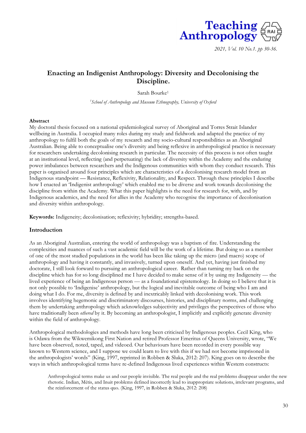 Enacting an Indigenist Anthropology: Diversity and Decolonising the Discipline