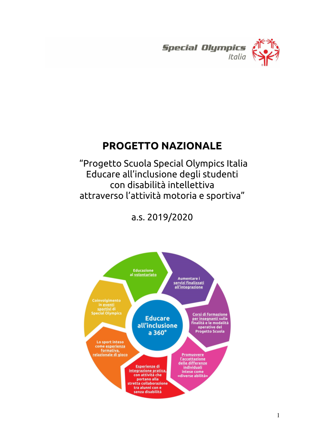 2019 2020 Progetto Nazionale Scuola Special Olympics Italia