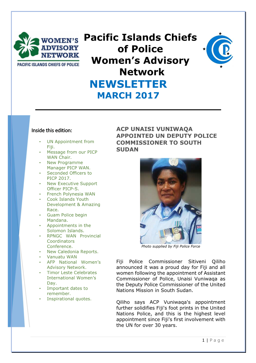 Pacific Islands Chiefs of Police March Edition