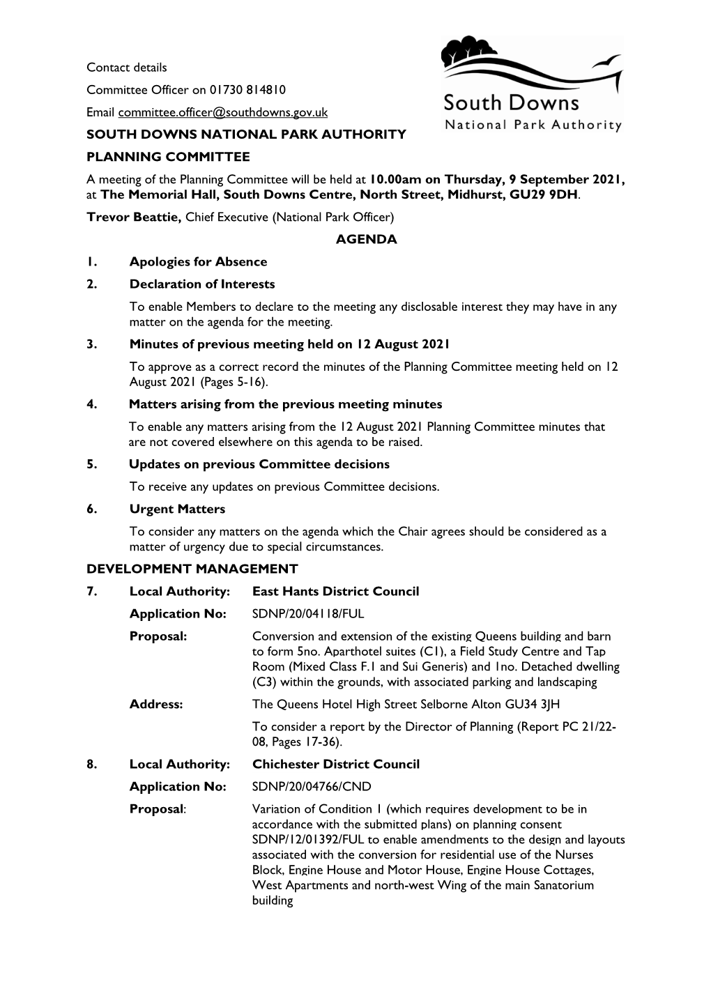 Planning Committee Agenda