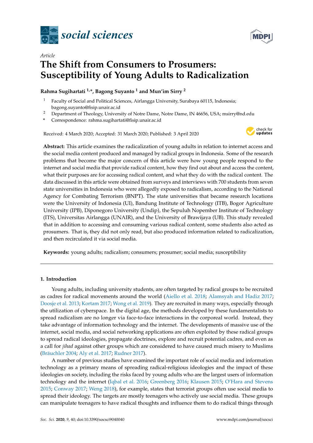 Susceptibility of Young Adults to Radicalization