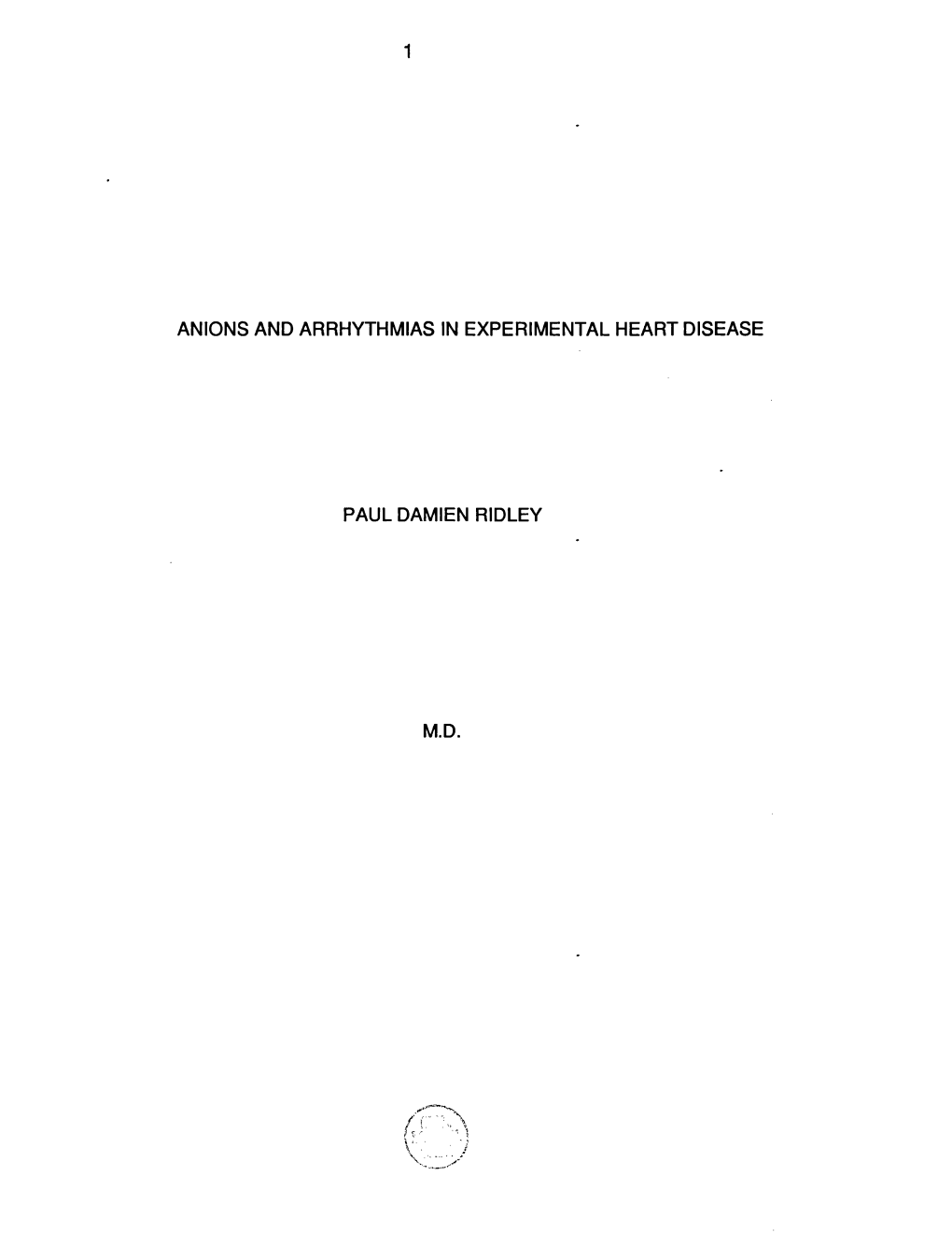 Anions and Arrhythmias in Experimental Heart Disease