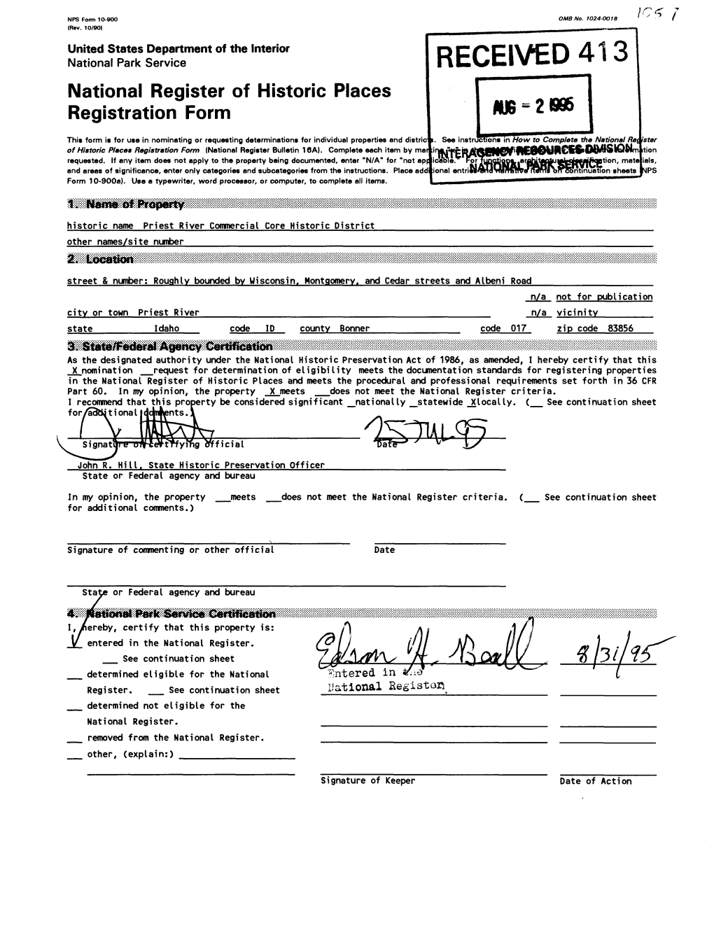 RECEIVED 413 National Register of Historic Places Registration Form