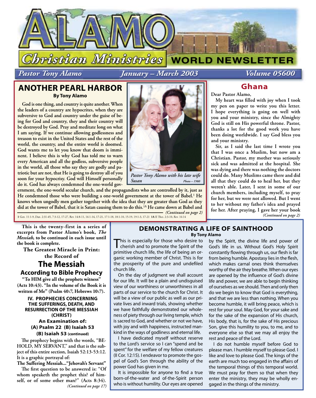 ANOTHER PEARL HARBOR Ghana by Tony Alamo Dear Pastor Alamo, My Heart Was Fi Lled with Joy When I Took God Is One Thing, and Country Is Quite Another