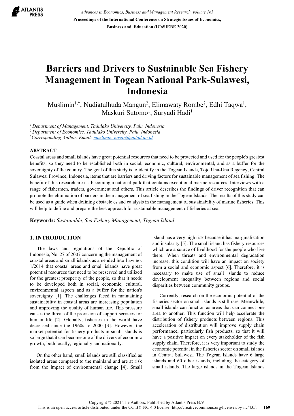Barriers and Drivers to Sustainable Sea Fishery Management In