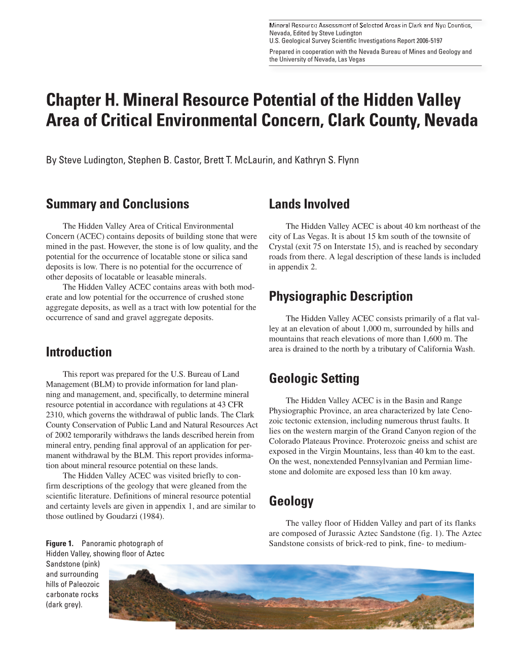 Chapter G. Mineral Resource Potential of the Virgin River Area Of