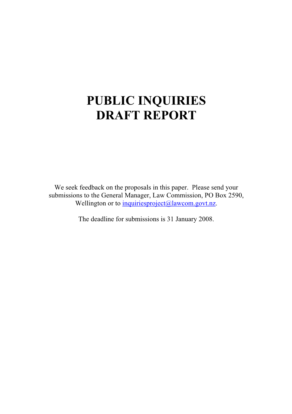 Public Inquiries Draft Report