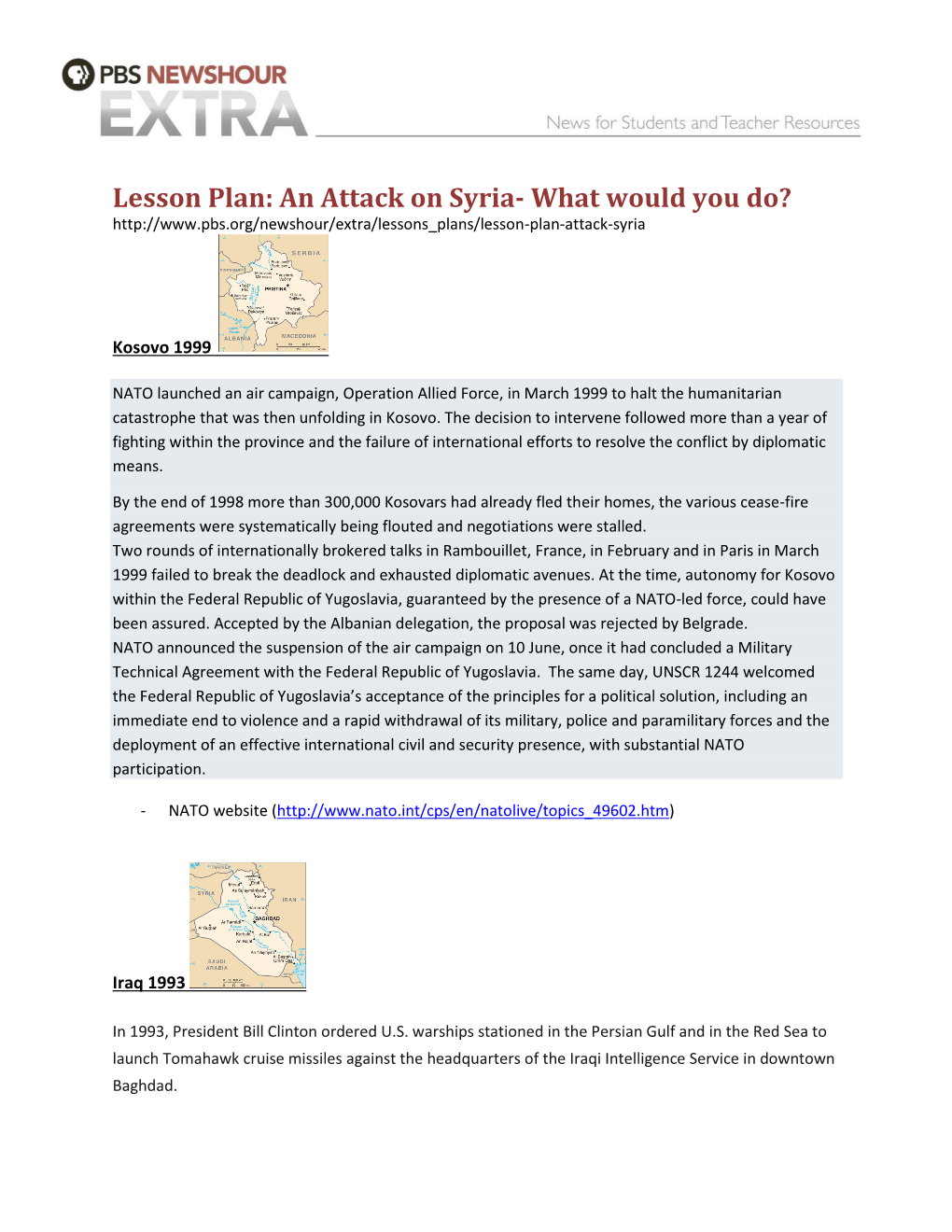 Lesson Plan: an Attack on Syria- What Would You Do?