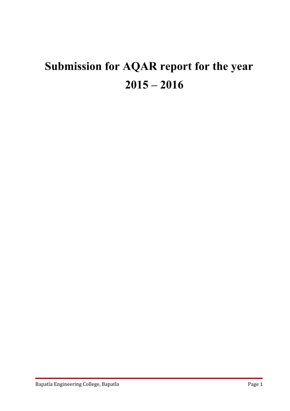 Submission for AQAR Report for the Year 2015 2016