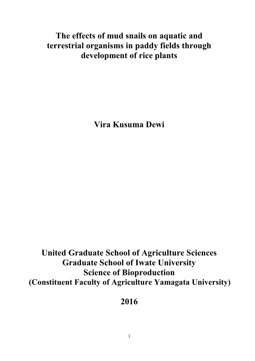 The Effects of Mud Snails on Aquatic and Terrestrial Organisms in Paddy Fields Through Development of Rice Plants