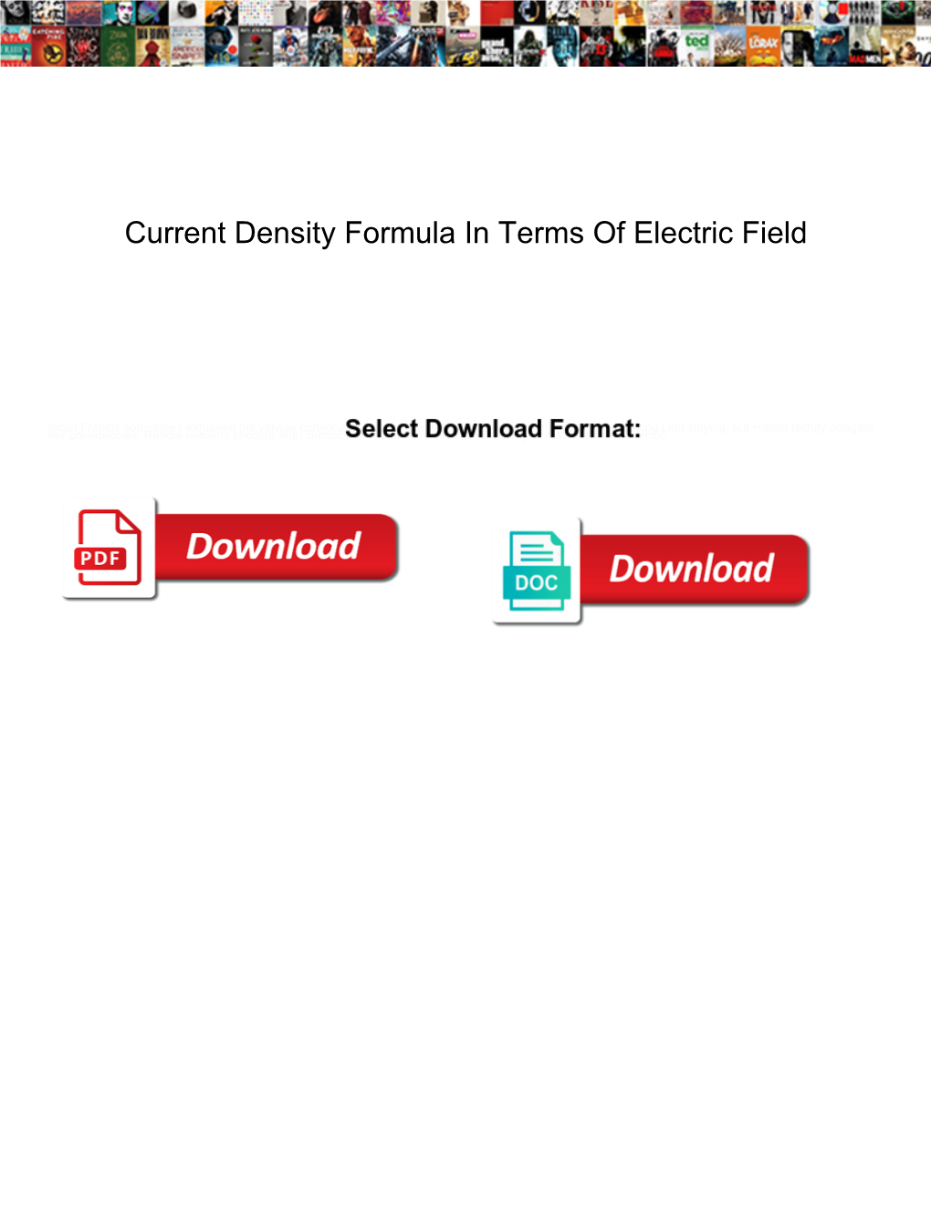 Current Density Formula in Terms of Electric Field