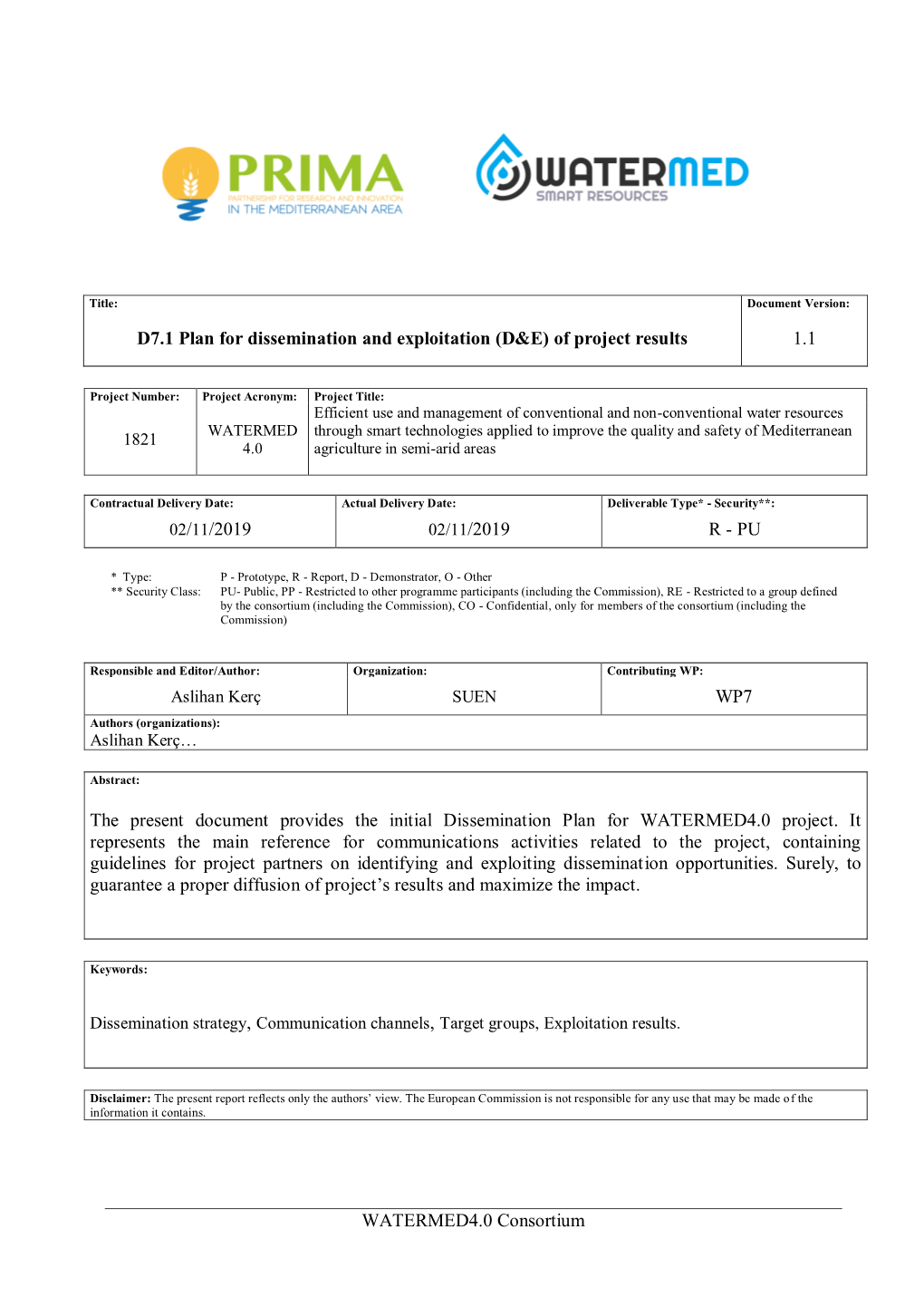 D7.1 Plan for Dissemination and Exploitation (D&E