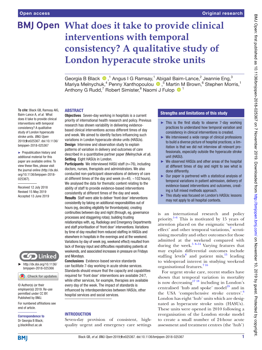What Does It Take to Provide Clinical Interventions with Temporal Consistency? a Qualitative Study of London Hyperacute Stroke Units