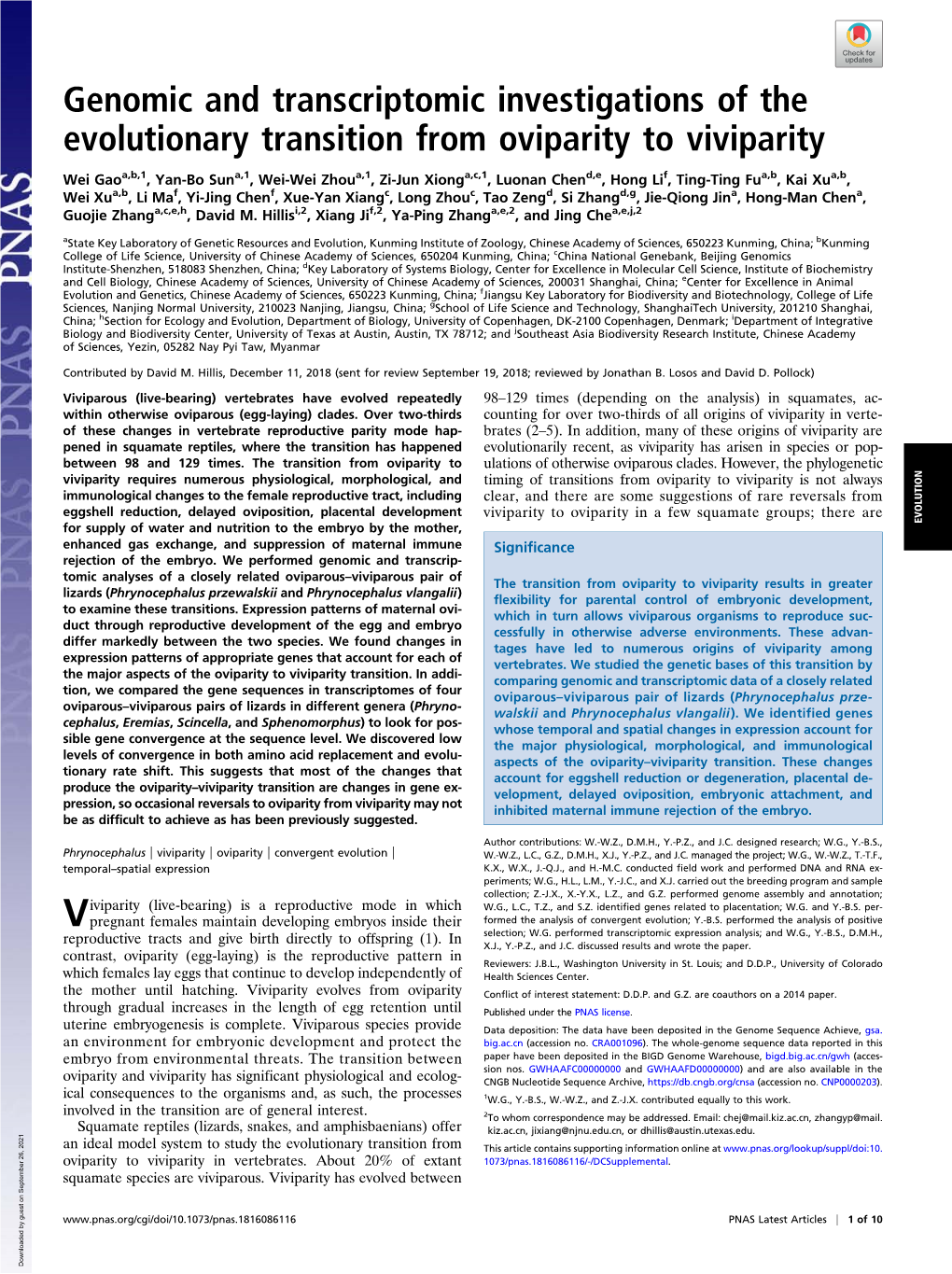 Genomic and Transcriptomic Investigations of the Evolutionary Transition from Oviparity to Viviparity