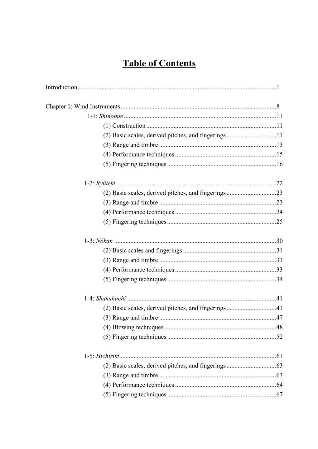 Table of Contents