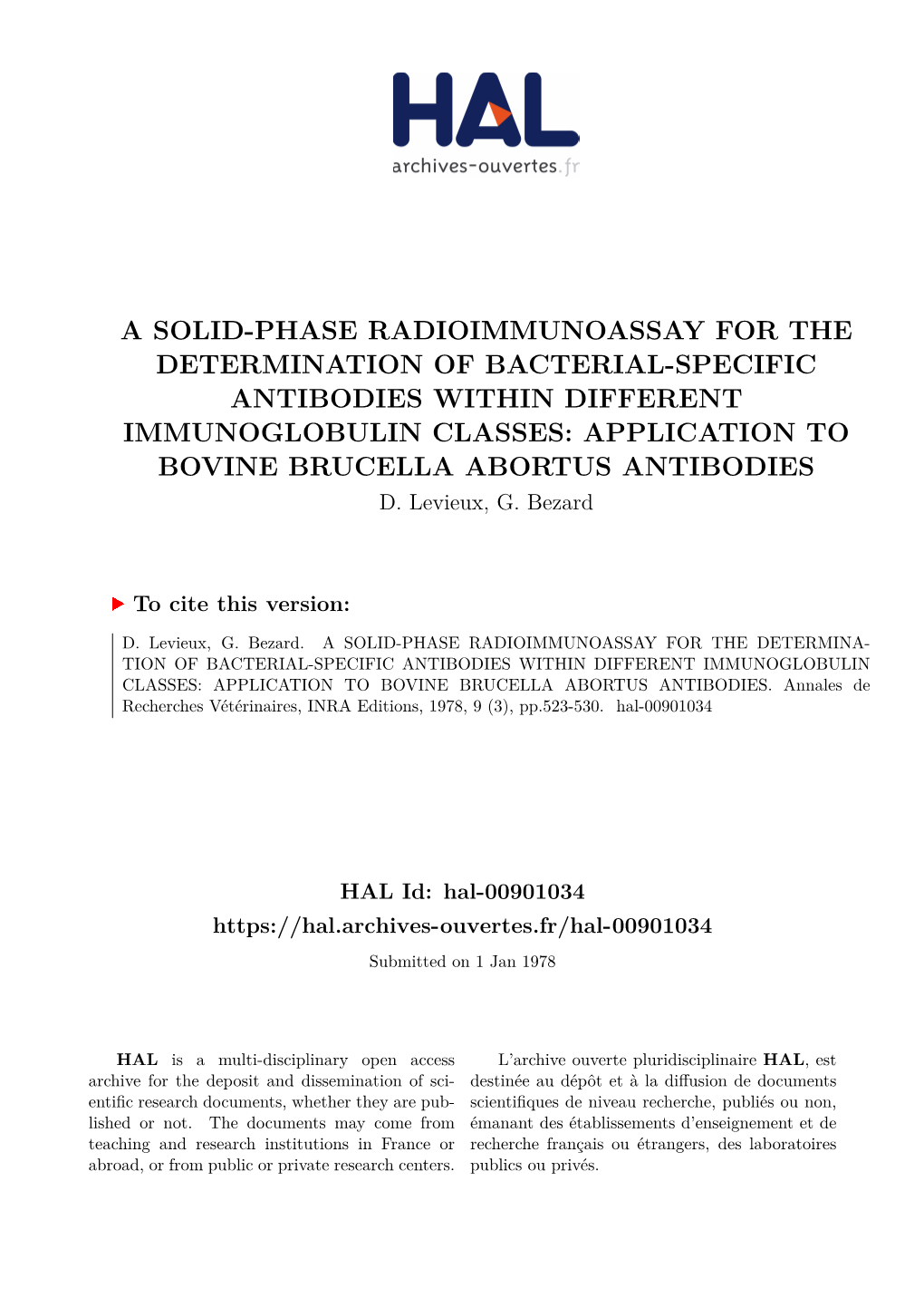 A Solid-Phase Radioimmunoassay for The