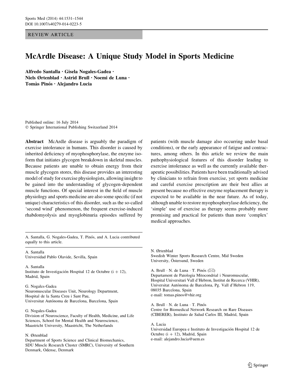 Mcardle Disease: a Unique Study Model in Sports Medicine