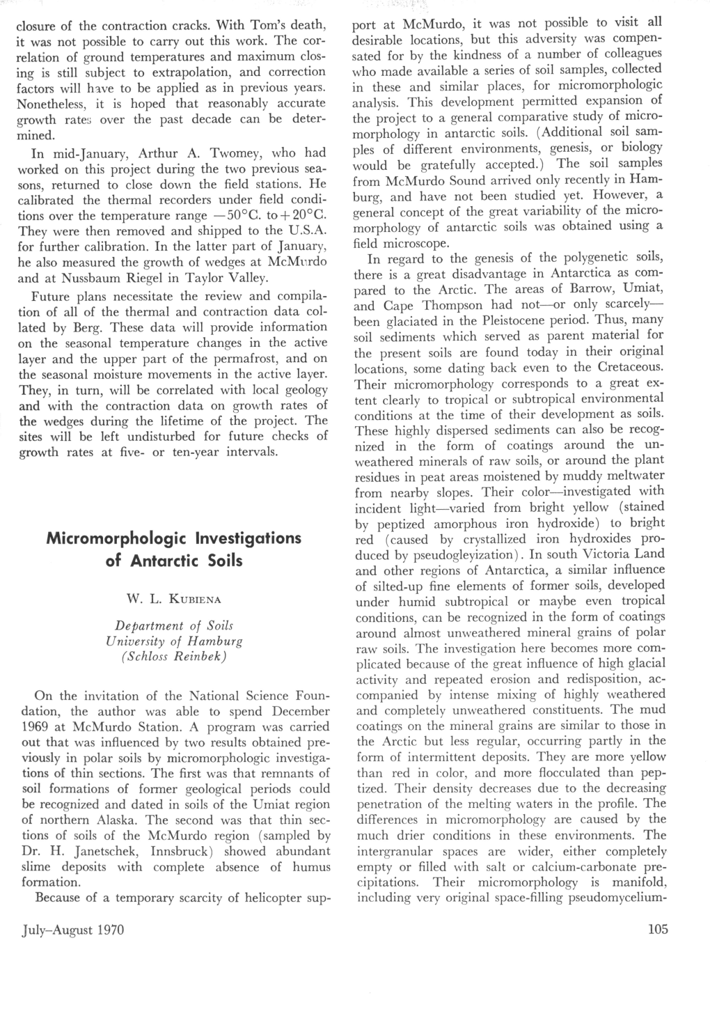 Micromorphologic Investigations of Antarctic Soils