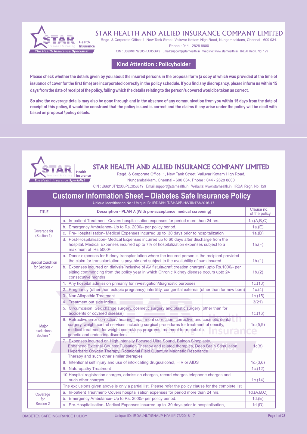 Diabetes Safe Insurance Policy.Cdr