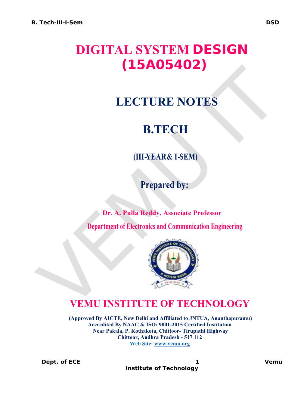 Digital System Design (15A05402)