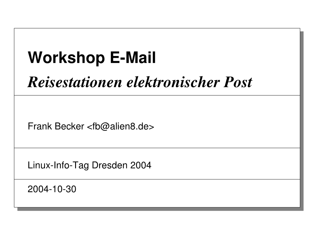 Workshop E-Mail Reisestationen Elektronischer Post